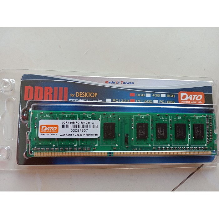 DDR 3—4G/1600 DATO New chính hãng (có tản)